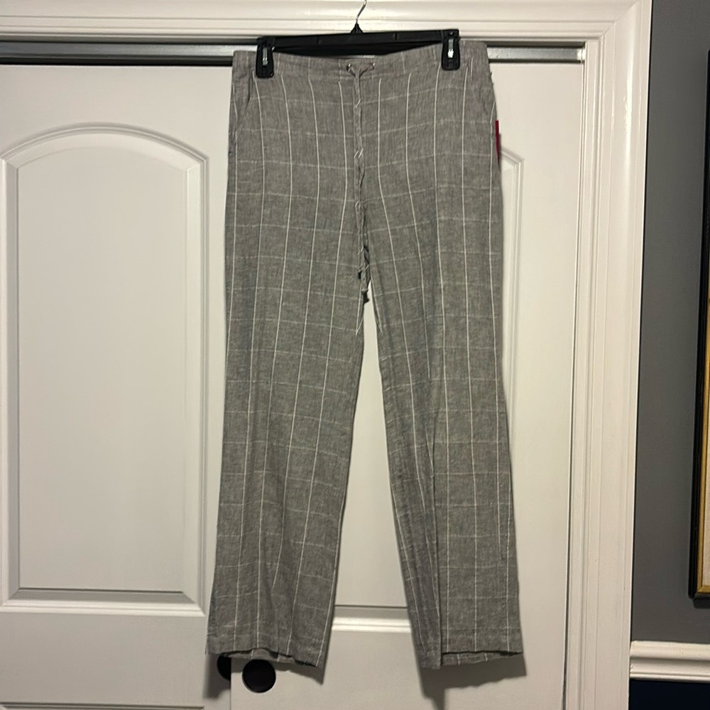 Vince Camuto linen pants grey with white size large